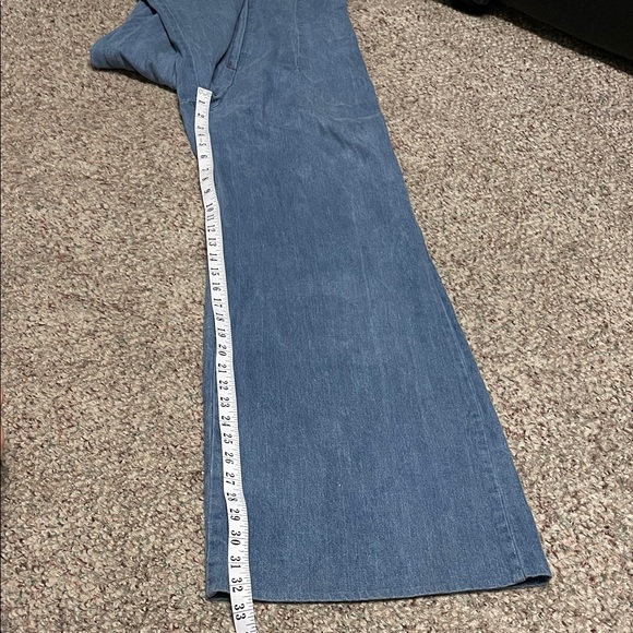 Vintage 70s one pc ultra bell bottom Denim zip front Jumpsuit - Picture 9 of 11